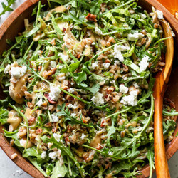 Arugula Goat Cheese Salad With Farro And Honey Mustard