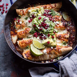 Cheesy Sweet And Sour Pomegranate Thai Chicken Enchiladas