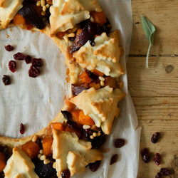 Butternut Squash And Cranberry Pastry Christmas Wreath