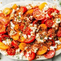 15-minute Tomato Goat Cheese Salad With Crispy Garlic Breadcrumbs