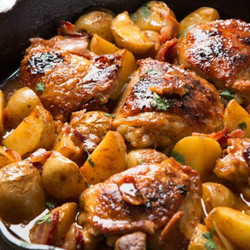 Dijon Braised Chicken Thighs And Potatoes
