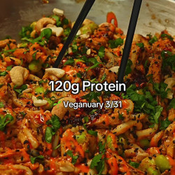 5 Min. Crispy Chili Peanut Chicken Udon Bowl