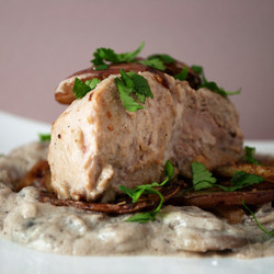 Creamy Mushroom Peppercorn Pork Chops