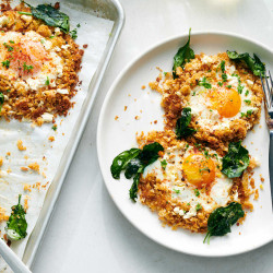 Sheet-pan Eggs With Croissant Bread Crumbs