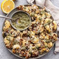 Parmesan Pesto Roasted Cauliflower