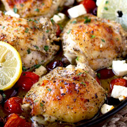 Greek Lemon Oven Roasted Chicken Thighs