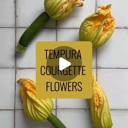 Tempura Courgette Flowers With A Pea, Mint + Cashew Filling