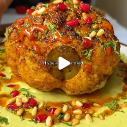 Whole Roast Cauliflower With Green Tahini And Spiced Garlic Butter