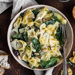 Farfalle With Artichokes, White Beans And Spinach