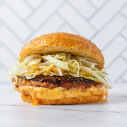 Teriyaki Chicken Burger With Chili Crunch White Sauce