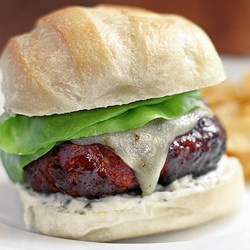 Pork &amp; Chorizo Burgers w/ Jalapeno Cheese &amp; Green Chile Mayo