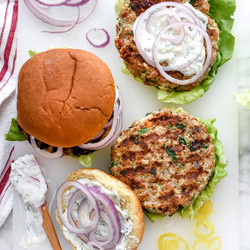 Greek Turkey Burgers With Tzatziki Sauce