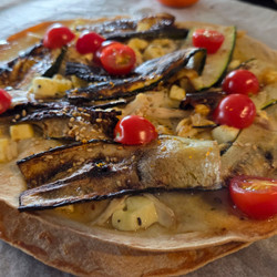 Mediterranean tortilla pizza
