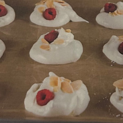 Swiss Meringue with Raspberries and Almonds
