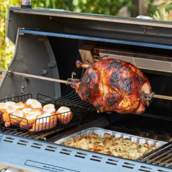 Grilled Rotisserie Turkey With Stuffing