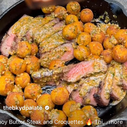 Cowboy Butter Steak and Croquettes