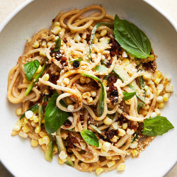 Cold Sesame Noodles With Cucumber, Corn And Basil