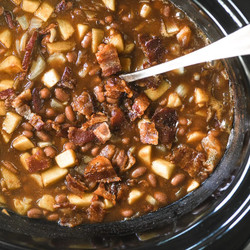 Slow Cooked Apple Butter Baked Beans sides mains