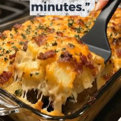 Loaded Cheesy Potato And Bacon Casserole