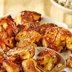 Smashed Roast New Potatoes With Smoked Mackerel Pâté