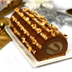 La Bûche Poires Flambées Et Mousse Chocolat Noisette