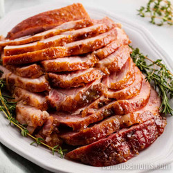 Riesling-peach Glazed Ham