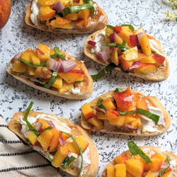 Peach Bruschetta With Goat Cheese And Honey