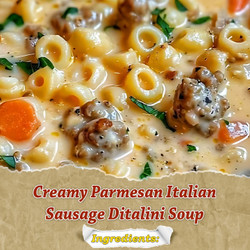 Creamy Parmesan Italian Sausage Ditalini Soup