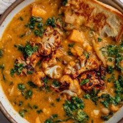 Charred Cauliflower Sweet Potato Soup