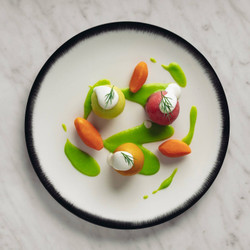 Olive And Caper-stuffed Gnocchi With Basil Pesto, Almond Cream And Seared Pumpkin