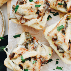 Open-faced Chicken “cheesesteak” Sandwiches