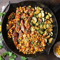 Garlic Butter Chicken With Zucchini And Corn - One-pan, 30-minute Meal