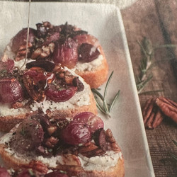 Crostini with Roasted Grapes, Goat Cheese and Pecans