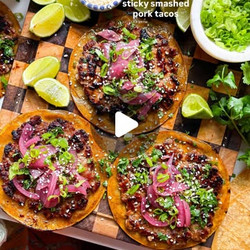 Sticky Smashed Pork Tacos