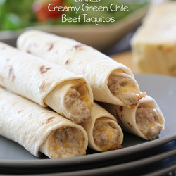Baked Creamy Green Chile Beef Taquitos - Chef In Training