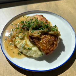 Crispy Chicken Thighs With Champ And Onion Gravy