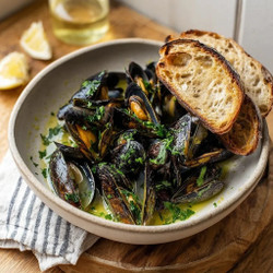 Mussels In White Wine Garlic Sauce