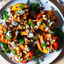 Grilled Nectarines With Gorgonzola And Hazelnuts
