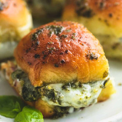 Pesto Mozzarella Chicken Sliders