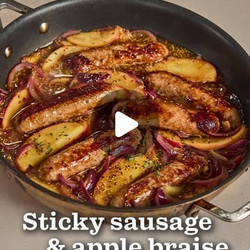 Colourful Sticky Sausage And Apple Braise