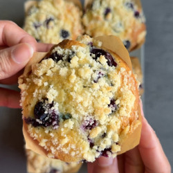 Tall Bakery Style Blueberry Muffins
