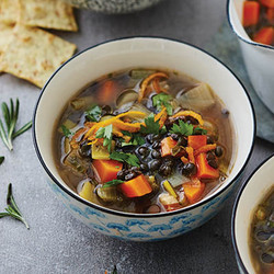 Sicilian Black Lentil Soup With Guanciale And Grated Orange