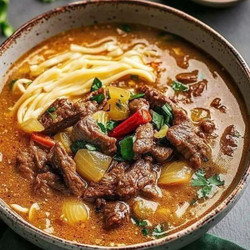 Delicious Satay Beef Noodle Soup