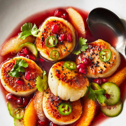 Seared Scallops With Pomegranate And Meyer Lemon