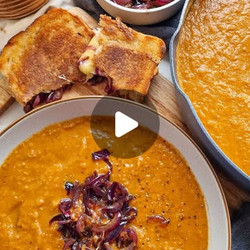 Tikka Red Lentil Soup &amp; Mango Chutney Onion Cheese Toasties