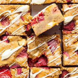 Strawberry Rhubarb Blondies