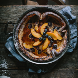 Peach And Blueberry Dutch Baby With Homemade Peach Jam