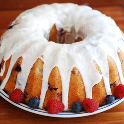 Mixed Berry Bundt Cake with Lemon Glaze