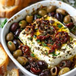 Baked Feta With Olives And Sun-dried Tomatoes