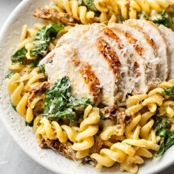 Remix of Creamy Chicken Pesto Pasta With Spinach And Sun-dried Tomatoes